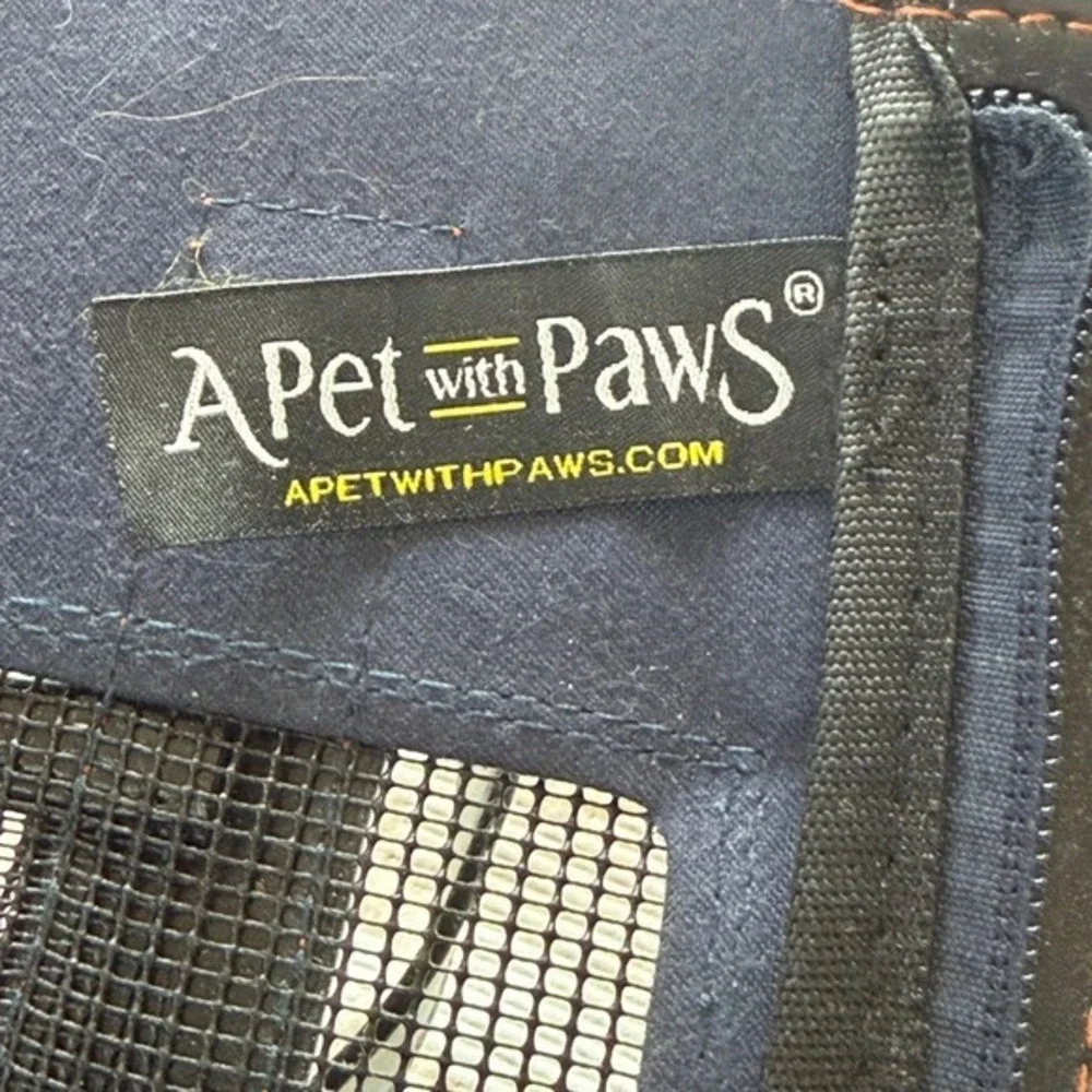 A Pet with Paws Denim Pet Carrier Bag Blue Black Small Dog Cat Tote Travel Case